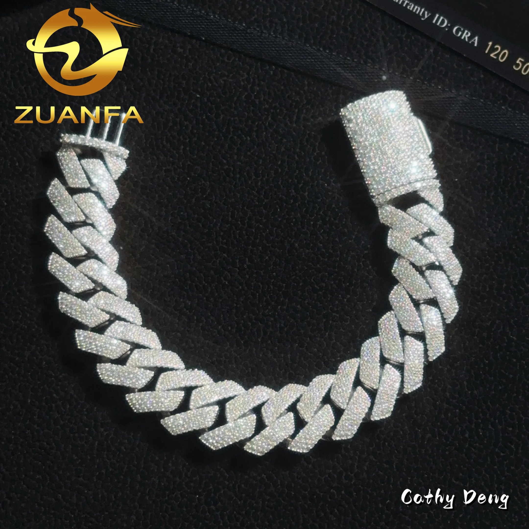 Quality High Hip Hop Jewelry 4 Row 15mm Lab Moissanite Cuban Link Chain for Men 925 Sterling Silver Iced Out Maimi Cuban Chain.