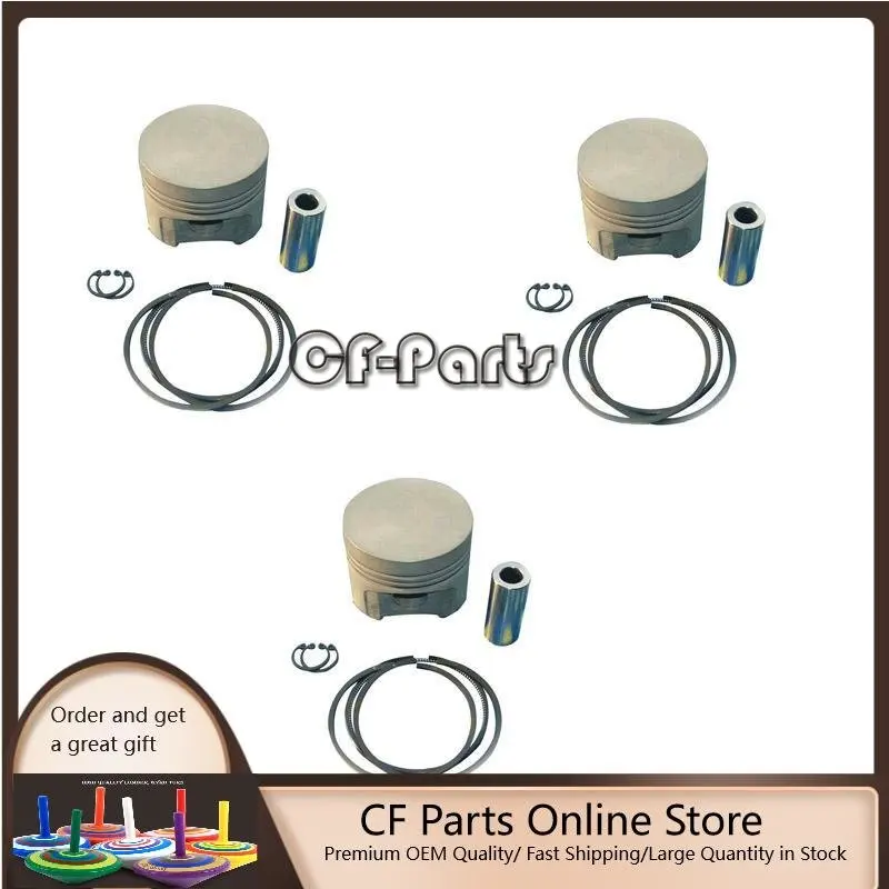 New 3 Sets STD Piston Kit With Ring 129367-22090 Fit For Yanmar 3T84 3D84-1 Engine 84MM