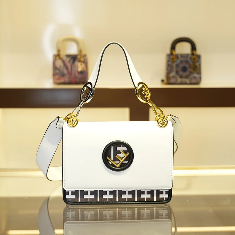 

Genuine leather women's bag with wide shoulder strap, small square handbag with embossed hollow design, vintage style