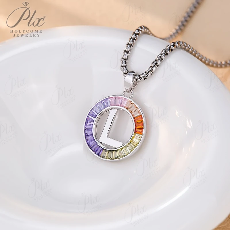 925 Silver Necklace Plated 18K Pendant Jewelry Lab Grown Sapphire Gemstones 26 Letters A to Z Silver Pendant Fine Jewelry Gift