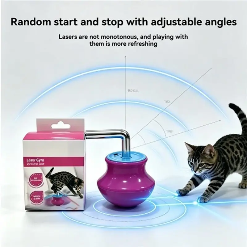 SOFT-Gyro Cat USB Charging Infrared Light Pen Self Pleasure Relieving Tool Cat Teaser Electric Tumbler Cat Teasing Pen