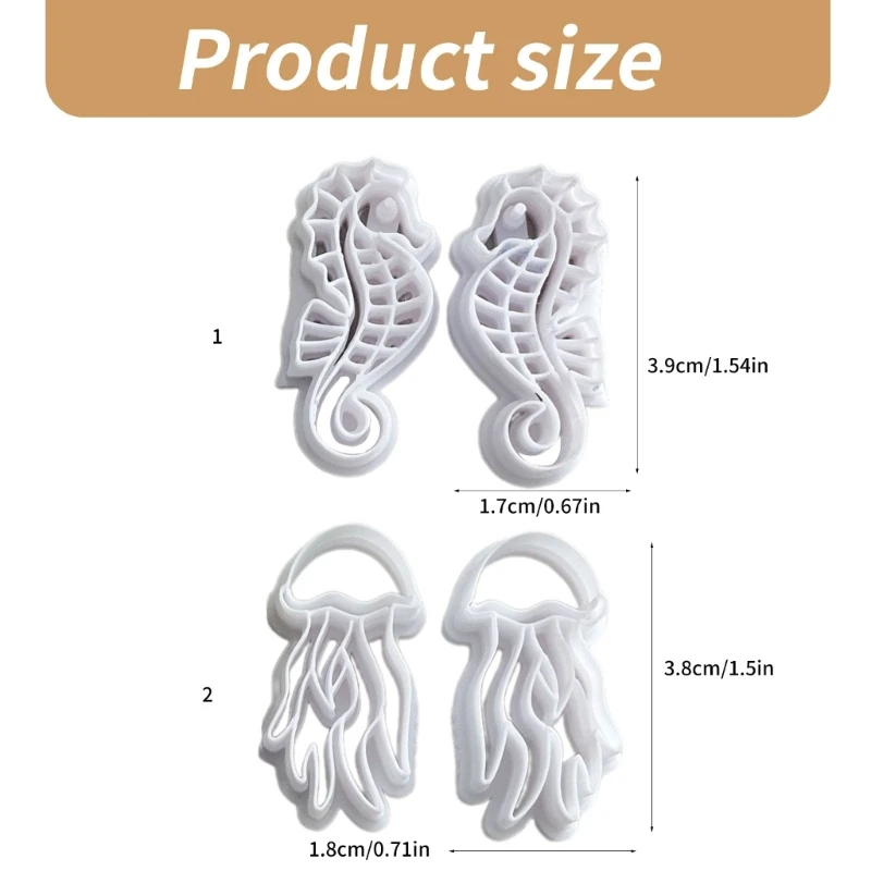 Handmade Clay Jewelry Cutter Seahorse Earring Molds Set Jellyfish Molds