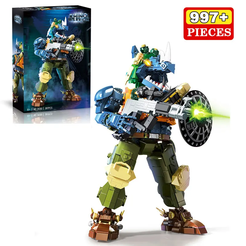 

997 шт. Cyber Rhino Warrior модель комплект строительные блоки Sci-Fi механические DIY сборка кирпичи игрушка в подарок для взрослых подростков коллекционер