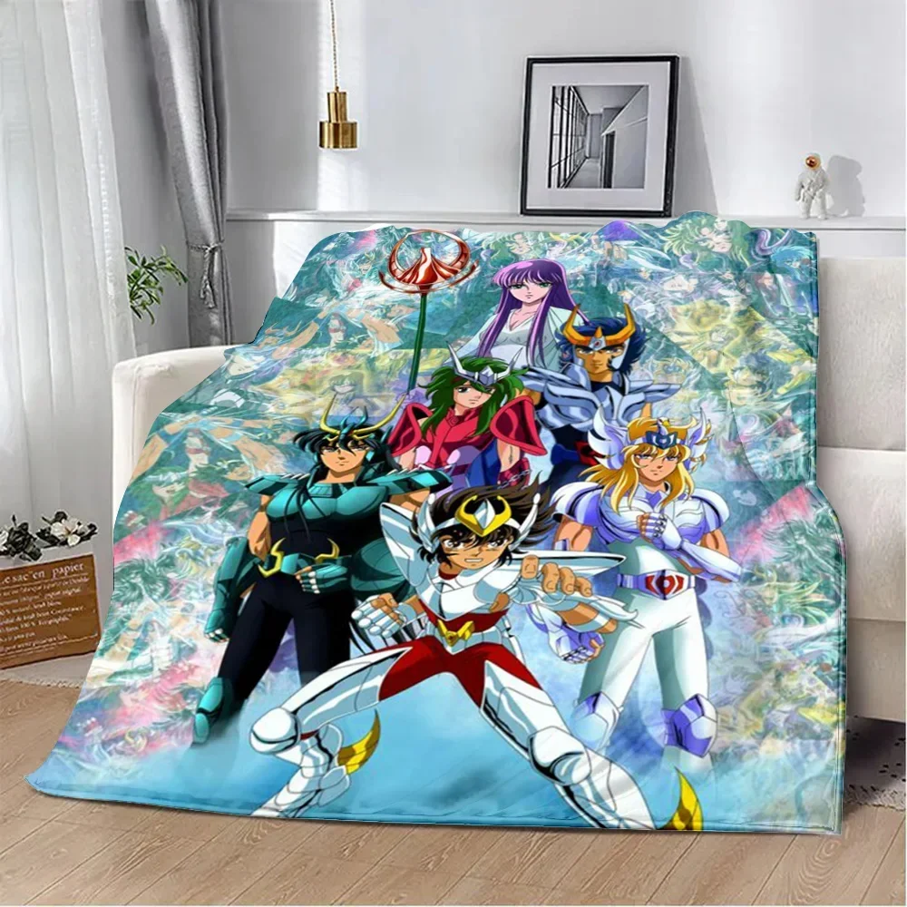2026 Anime Saint Seiya Cartoons Printed Blanket Picnic Blankets Warm Blanket Soft And Comfortable Blanket Home Travel Birthday G