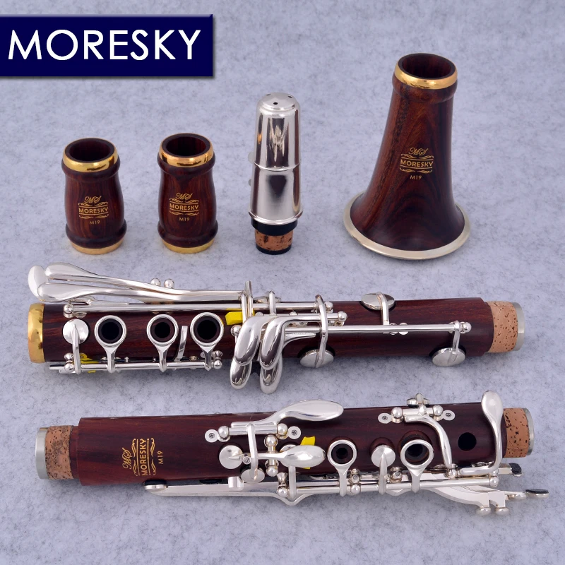 MORESKY czerwone drewno profesjonalne Klarnet palisander Bb Silver Plated17 klucze Mopane Sib Klarnet M19(OEM)