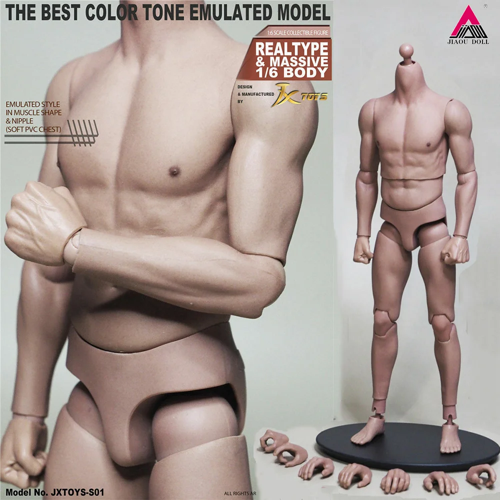 

JXtoys 1/6 Scale JXS01 JXS02 JXS03 Male Muscle Super Flexible Joint Body Narrow Shoulder Fit 12'' Action Figure Doll Toys