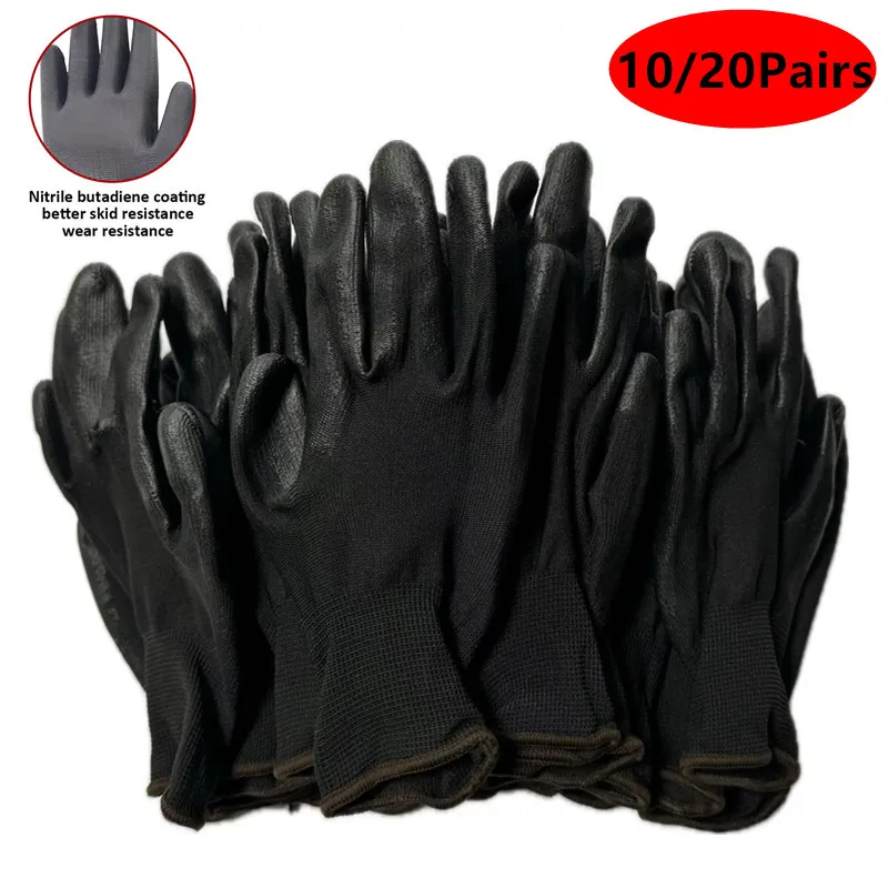 Guantes de poliuretano para trabajo de seguridad, manoplas recubiertas de Palma, suministros de reparación de carpintero, sin logotipo, 10/30 pares