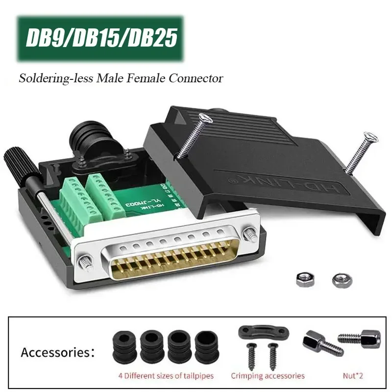 DB9 DB15 DB25 Male Female Connector 9 15 25Pin Solder-free Breakout Connector COM RS232 Serial Port D-SUB Terminal Plug Adapter