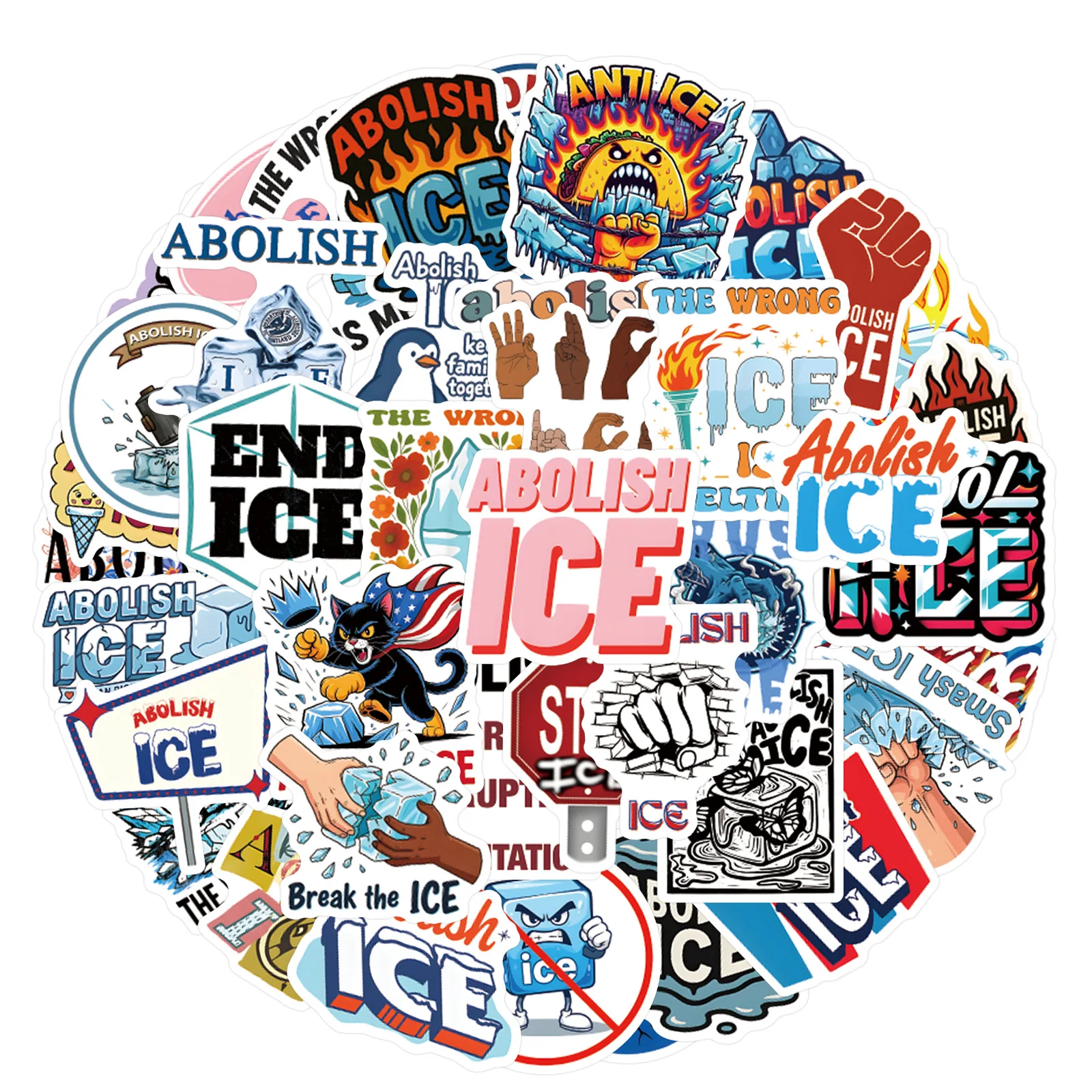 

60PCS Abolish ICE Stickers Graffiti Stickers DIY Diary Phone Case Handmade Scrapbook Aesthetic Stickers