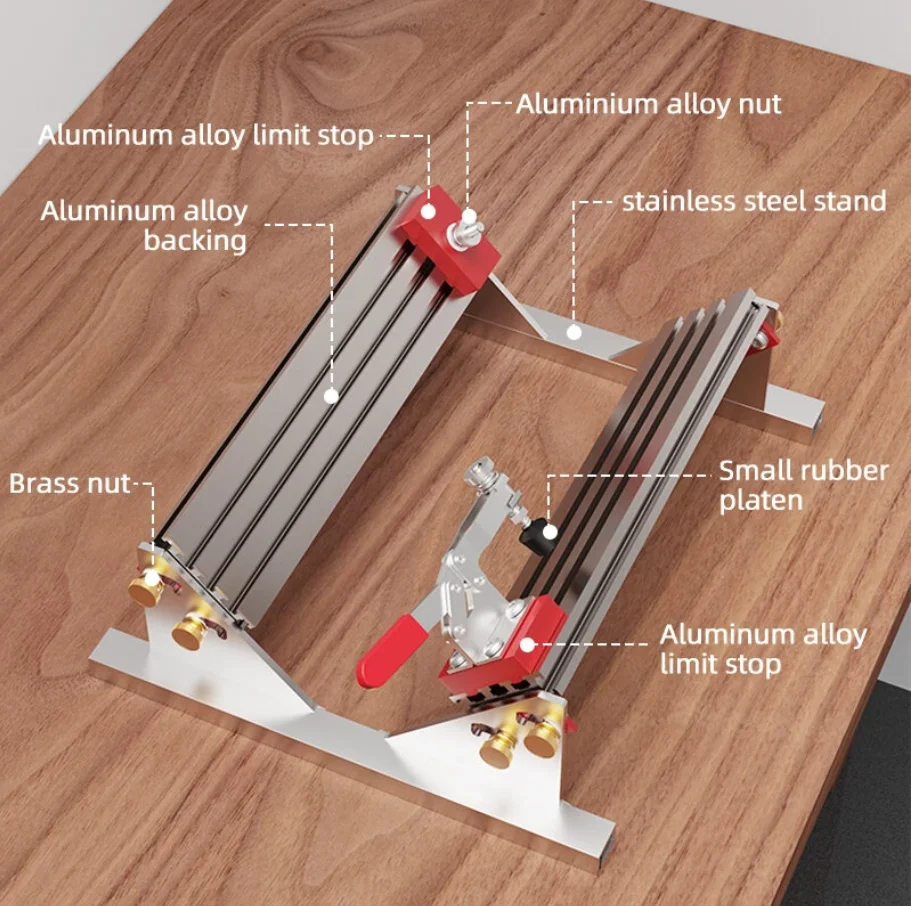 Adjustable Drawer Slide Spline Jig with 4 Flip Stops for Milling Table Saw Machines