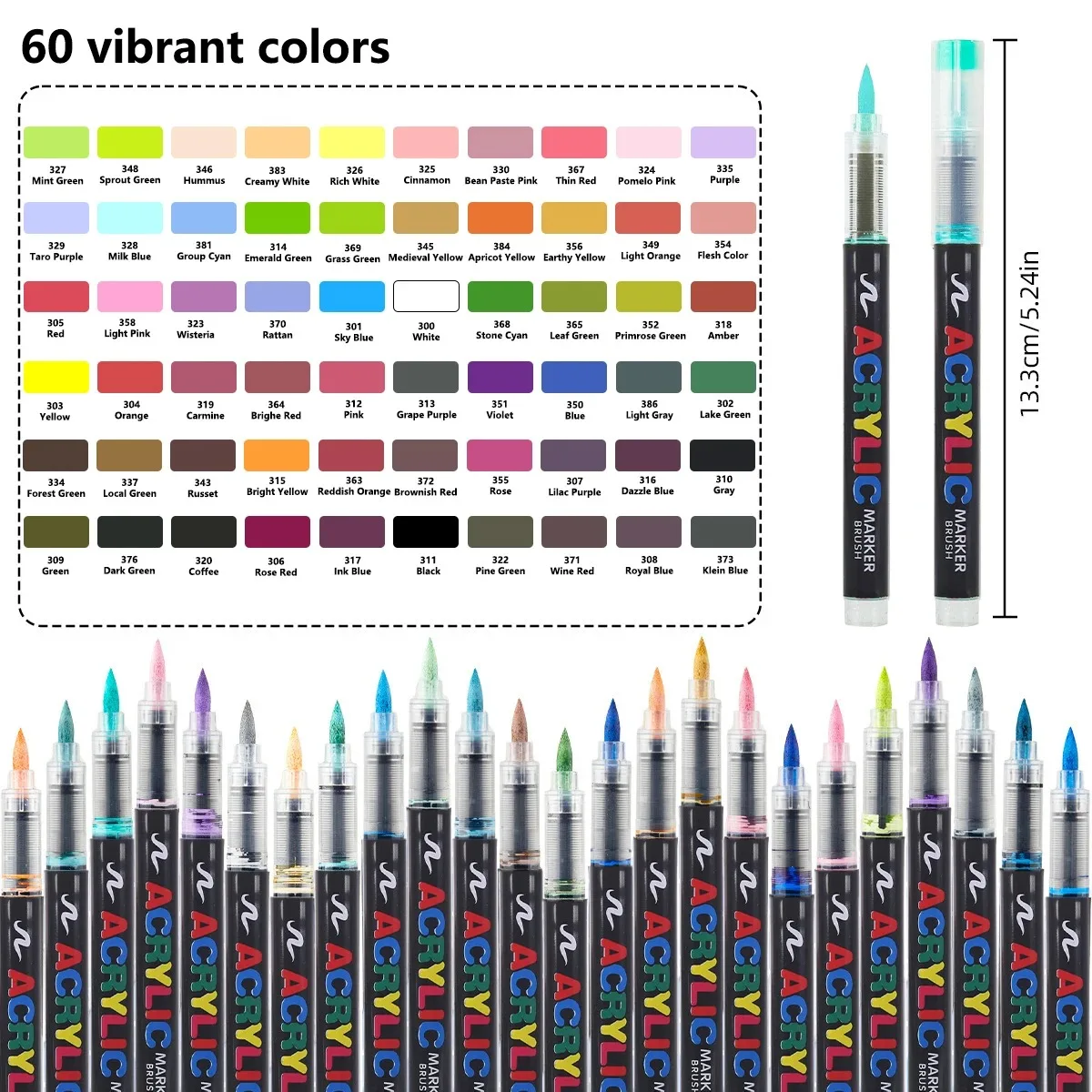 12-366 kleuren acrylmarker set waterdichte acryl penseelmarker professionele acrylverfmarker doe-het-zelf kunstbenodigdheden