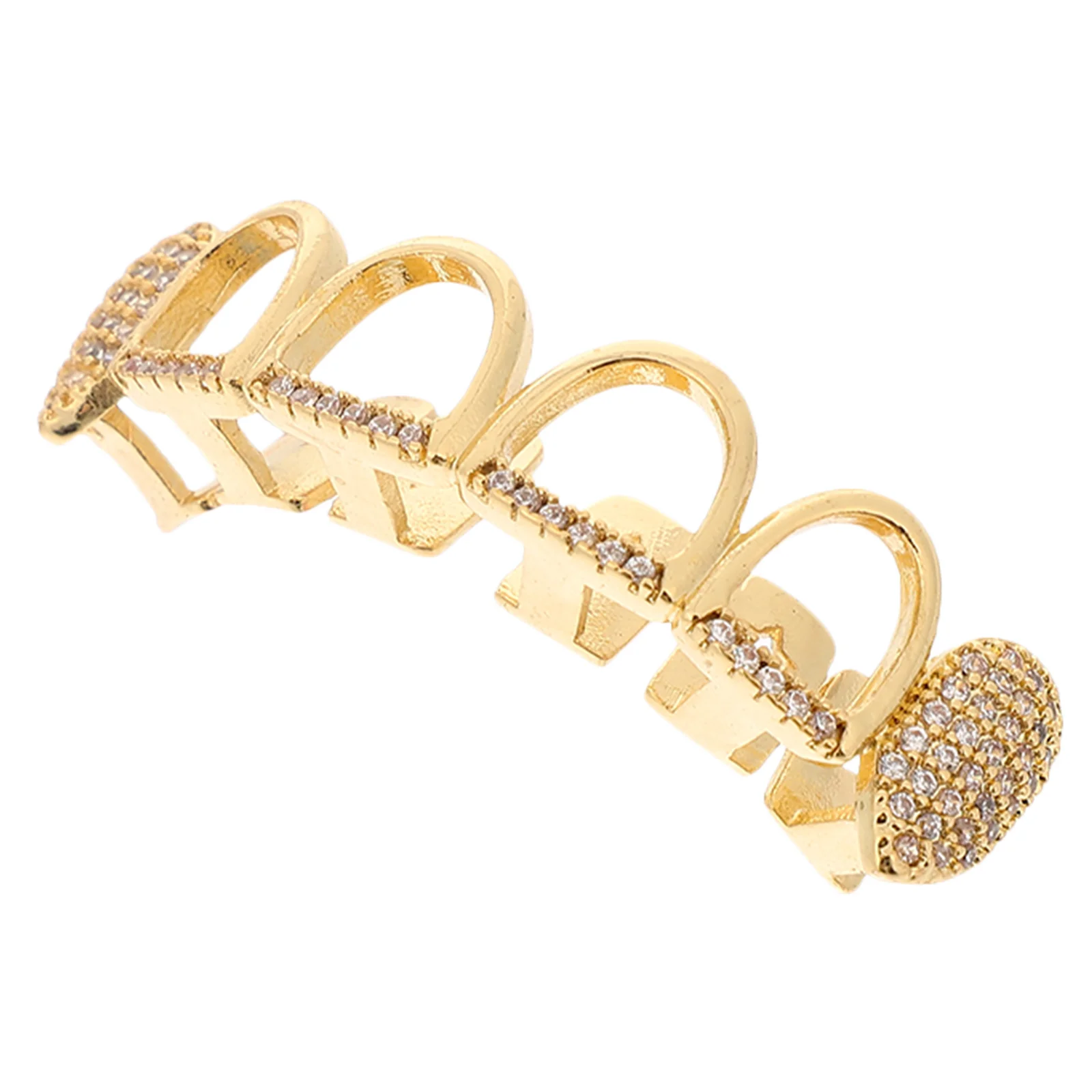 

1 Set Golden Teeth Caps Hollow Zircon Fang Halloween Spooky Grill For Party Hip Hop Rapper Costume Mouth Grills Men Novelty