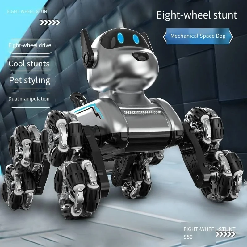 

F04-Новая 8-колесная механическая игрушка-собака для трюков S50, интеллектуальный робот-собака на радиоуправлении, детская игрушка-машинка