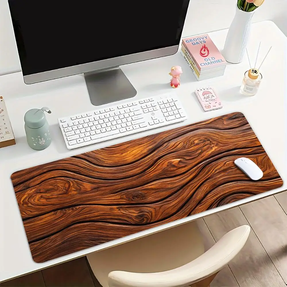 

Large mousepad Wood grain pattern Mouse Pad Desk Mat Non-Slip Durable office mouse mat gaming mat with Stitched Edge HD printing