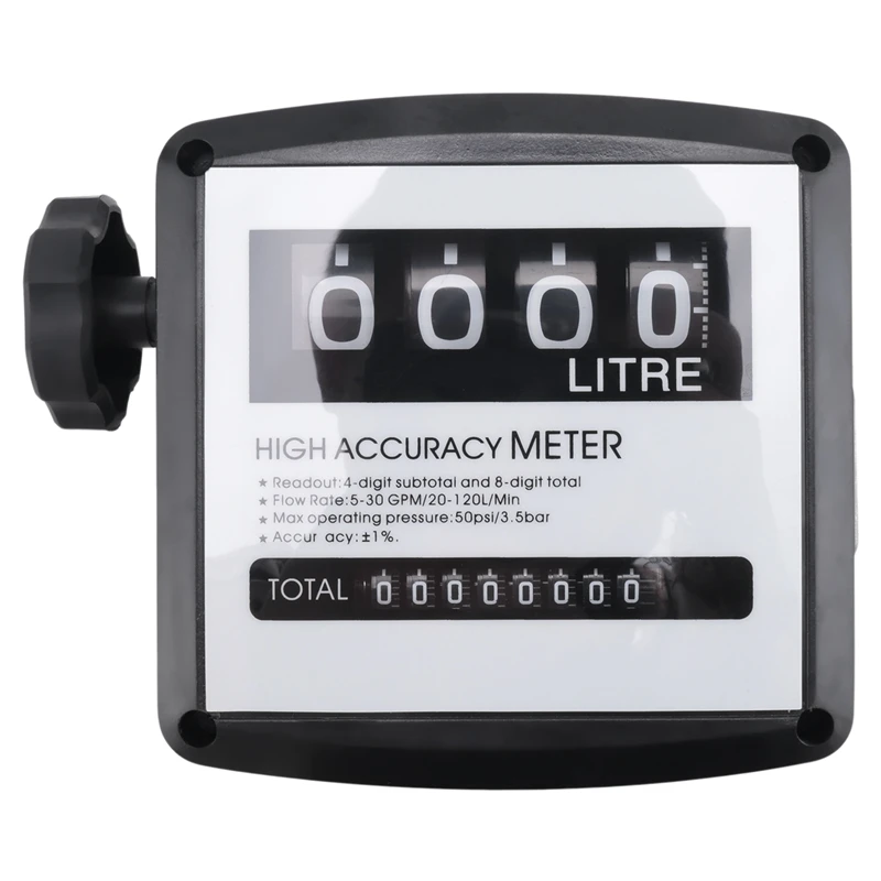 

ABEZ Mechanical Fuel Gauge 4-Digit Fuel Flow Mechanical Fuel Flow Meter 25Mm (1 inch Internal Thread) 5-30 GPM/20-120L/Min