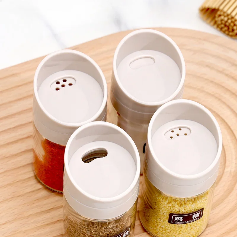 Three Calibers 360° Rotating Spice Pot Kitchen Salt Shaker Jar Sugar Bottles Household Multifunctional Seasoning Tools