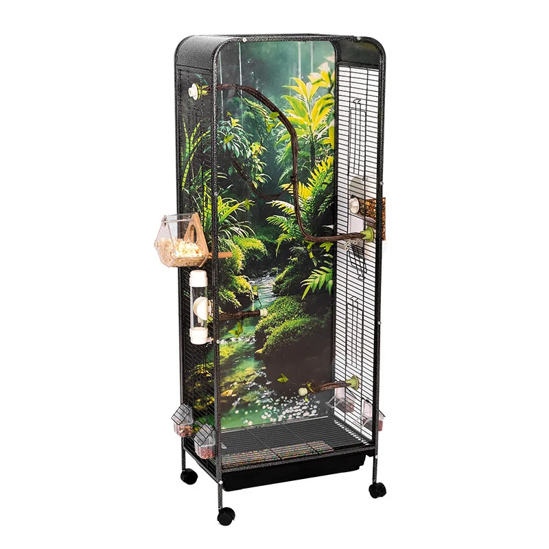 

Cabinet bird cage, budgie parrot landscape transparent bird cage, Xuanfeng Peony Wen large eye villa bird cage ecological cage