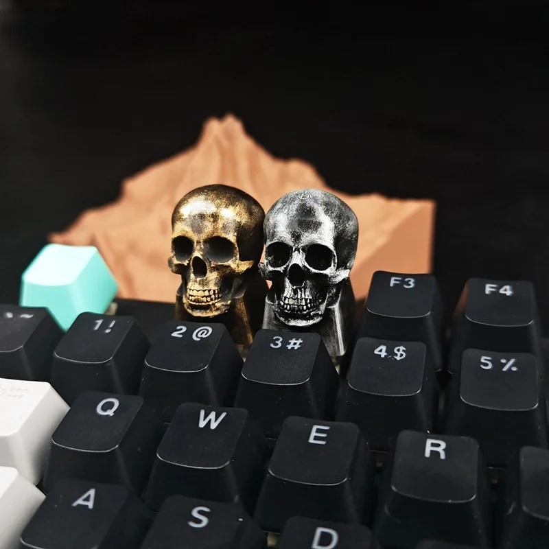 

Silver/Gold Skull Theme Keycaps Customised Resin Personalised Cherry Profile DIY Handmade Keycaps for Mechanical Keyboard MX
