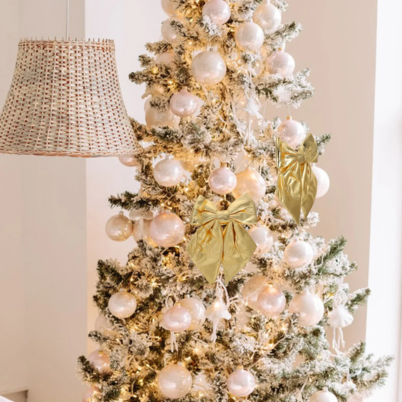 

Elegant Gold Christmas Bowknot Decorative Xmas Tree Bow for Wreath Garland Party Decoration Large Xmas Ornaments