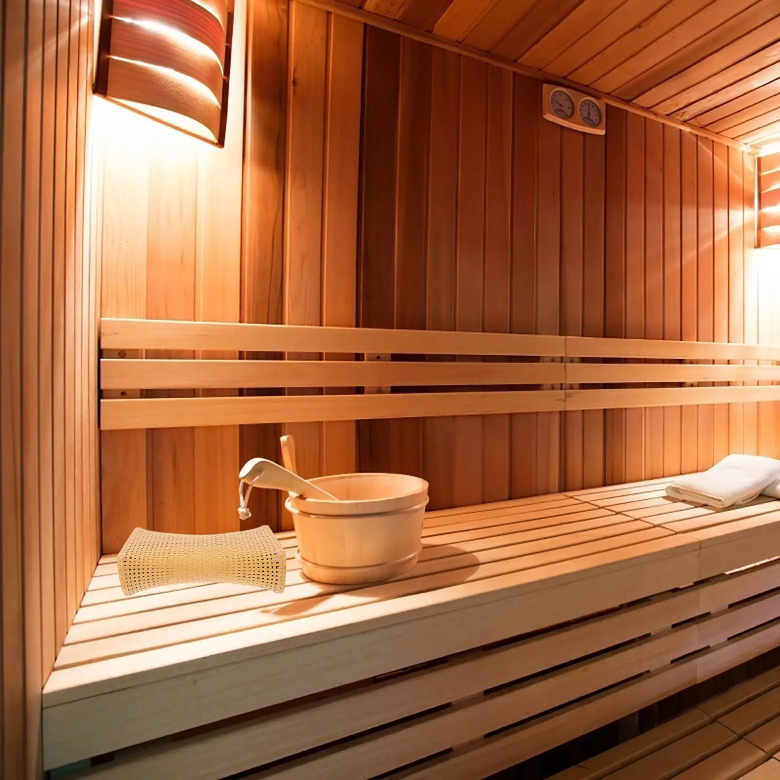 

Подушка для сауны из искусственного ротанга: дышащая, легкая, для поддержки шеи и головы, для традиционной сауны, парной, спа-салона, спортзала, охлаждающая подушка