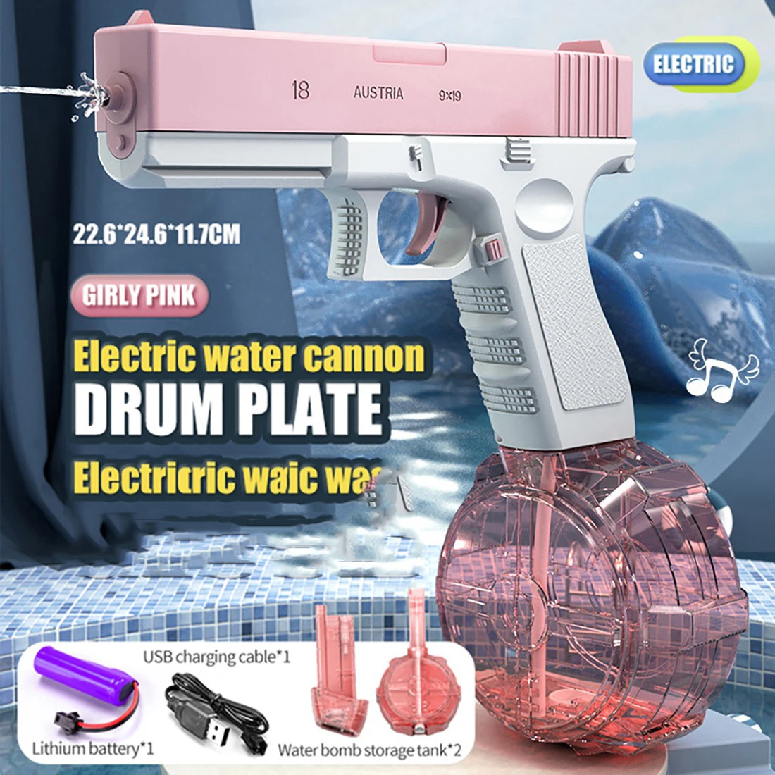 Elektrisch waterpistool Watersproeispeelgoed Bussen Kinderen Hoge druk Sterk opladen Energie Water Automatische speelgoedpistolen voor kinderen