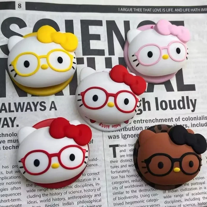 Koreaanse Leuke Hello Cartoon voor Magsafe Magnetische Telefoon Griptok Grip Tok Stand voor IPhone Opvouwbare Draadloze Lading Case Houder Ring