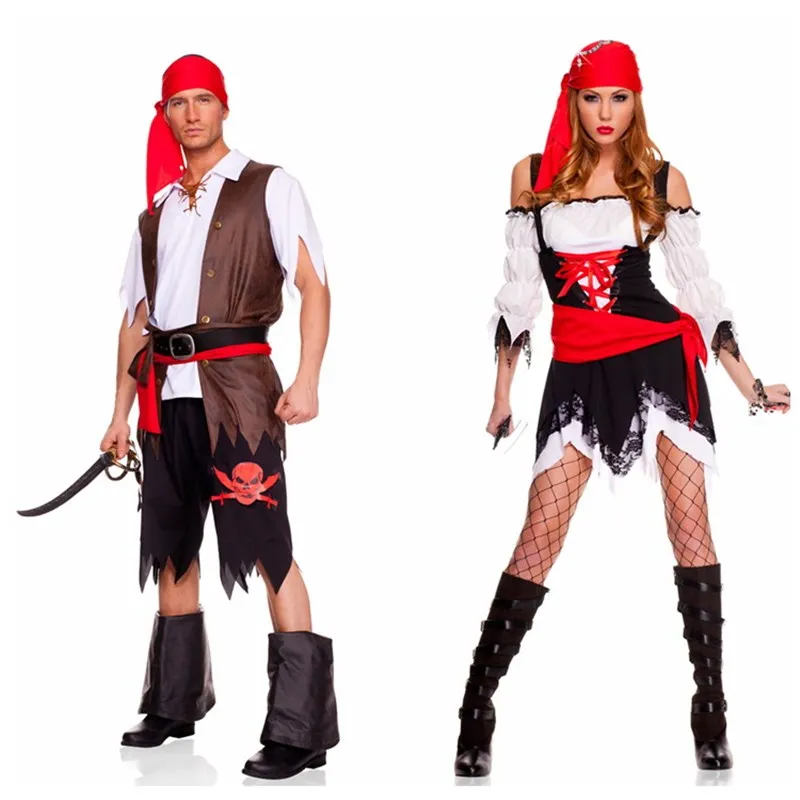 

Couple's Pirate Costume Set Halloween Party Outfit Family Matching Pirate Vixen Girl Costume No Brand Stage Performance Wear