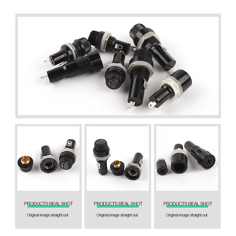 5/10pcs 5×20mm 6×30mm  250V AC Fuse holders Thread / Cross Black Bakelite Insurance Tube Socket Panel  Mount Fuse Socket Copper