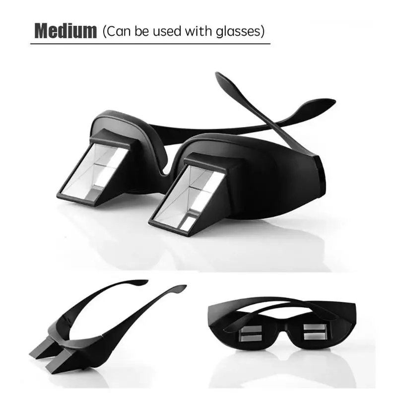 90 Degree Prism Glasses For Lying Down Lazy Readers Periscope Spectacles Horizontal Bed Reading TV Watching Fits Over Myopi