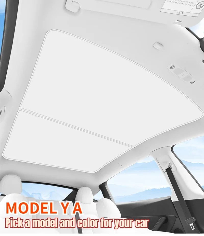 

Sunshades For Tesla Model Y 3 Highland 2024-2021 Sun Roof Shades Front Rear Sunroof Skylight UV Protect Visor Cloth Buckle Cover