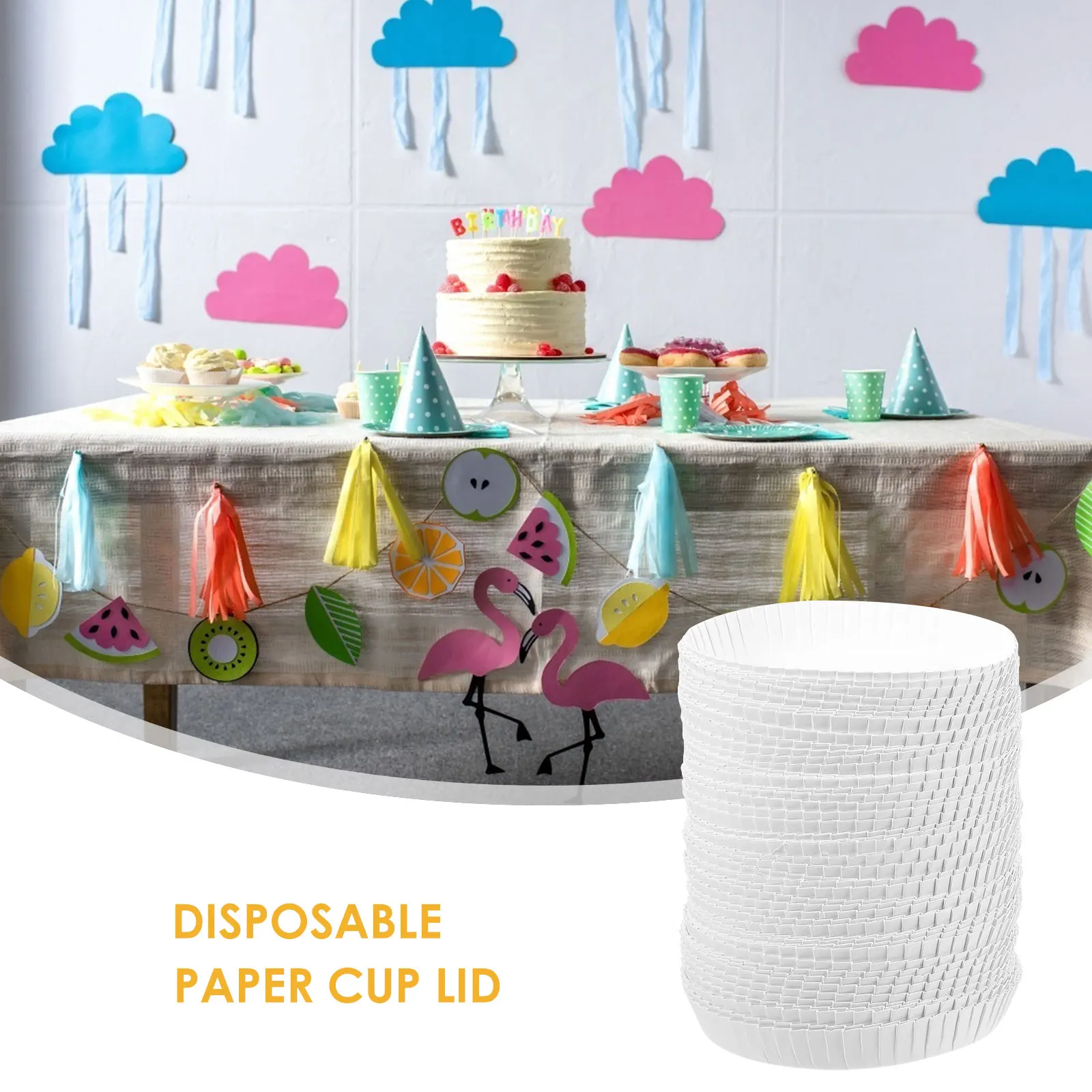 

100 Pcs Lid White Disposable Coffee Cup Tea Coffee Disposable Cup Covers Drink Covers Stackable Kitchen Bar Accessories