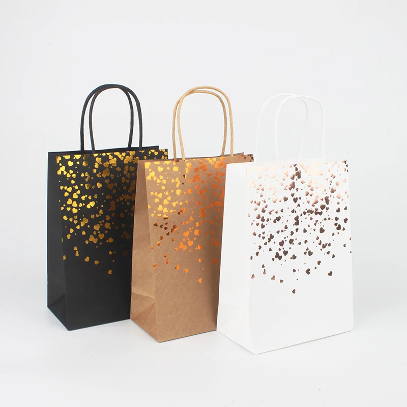 

Hot Stamping Hand-held Paper Bag Kraft Paper Gift Candy Bag Wedding Party Gift Bag Candy Shopping Bag 50/100pcs