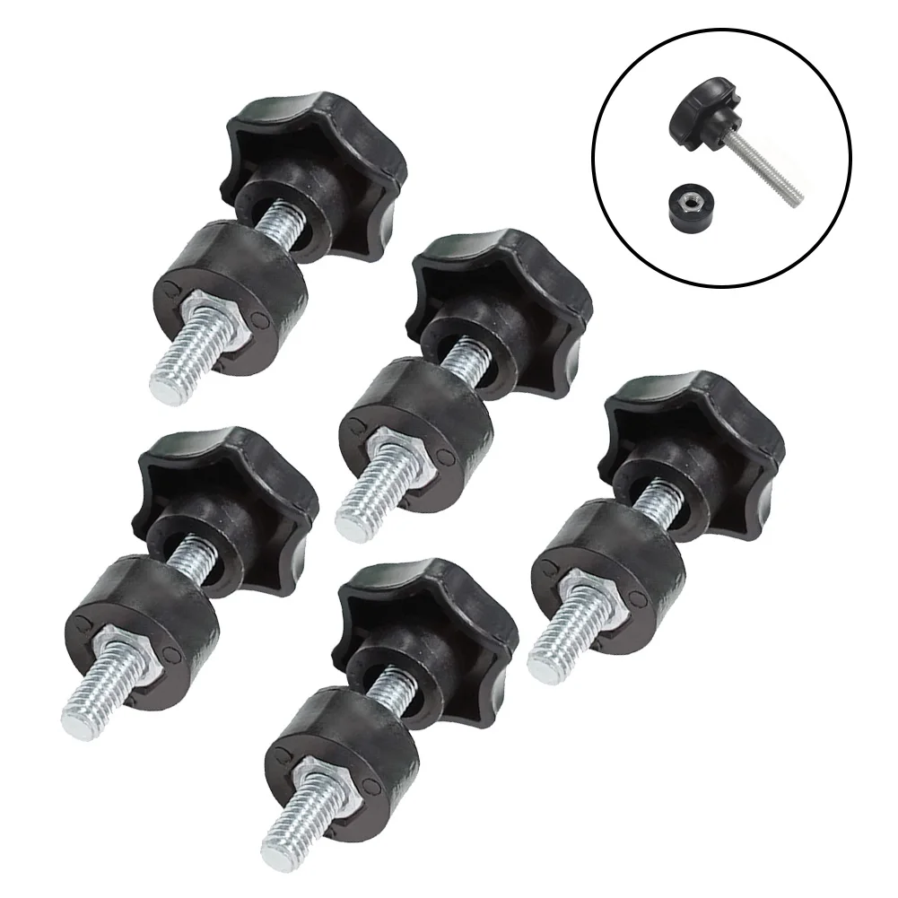 Clamping Handle Star Shape Thread 5pcs Black Bolt Bakelite Great For Saw Hand Knob Plastic Screw On Six Petals