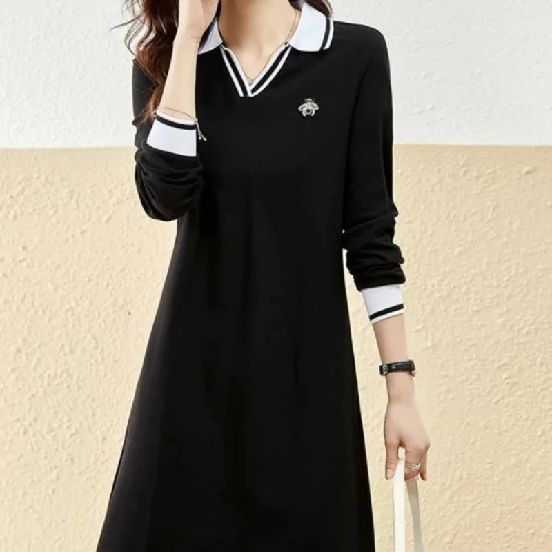 Women\'s Long Sleeve Dresses New In Female Dress Black Korean Style Cotton Kpop High Quality Luxury Xxl On Sale Clearance X G Hot