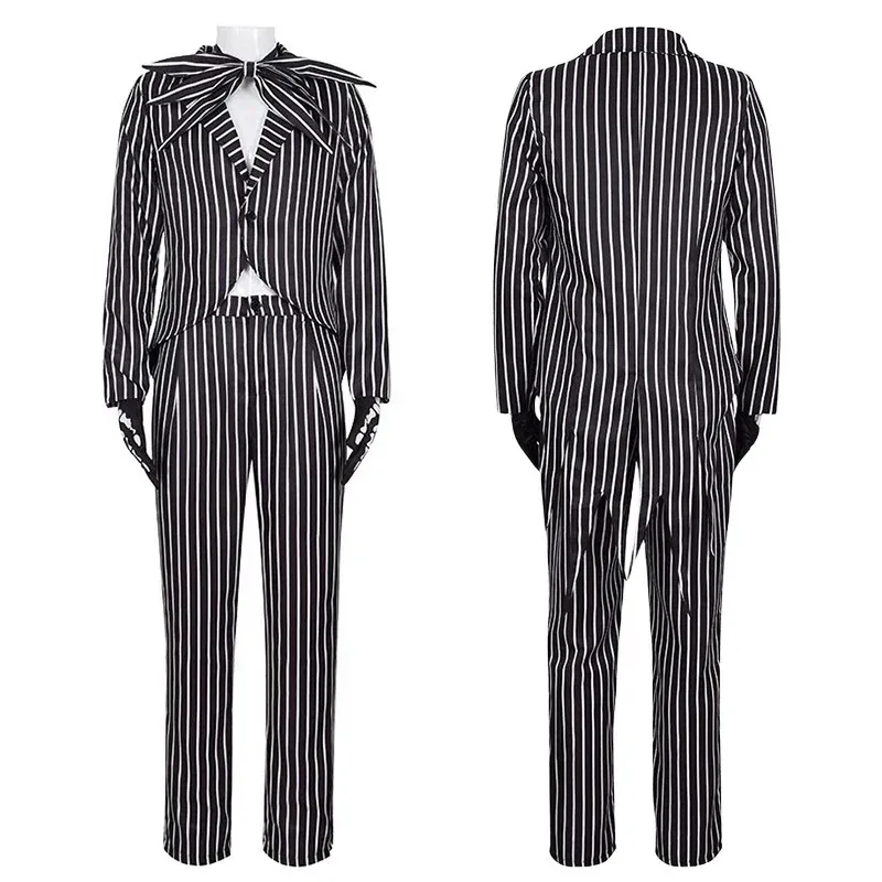 Jack Skellington Costume Cosplay Maschera per adulti Il pesadilla prima di Natale Jack Uniforme Vestiti Maschera Vestito Costumi di Halloween