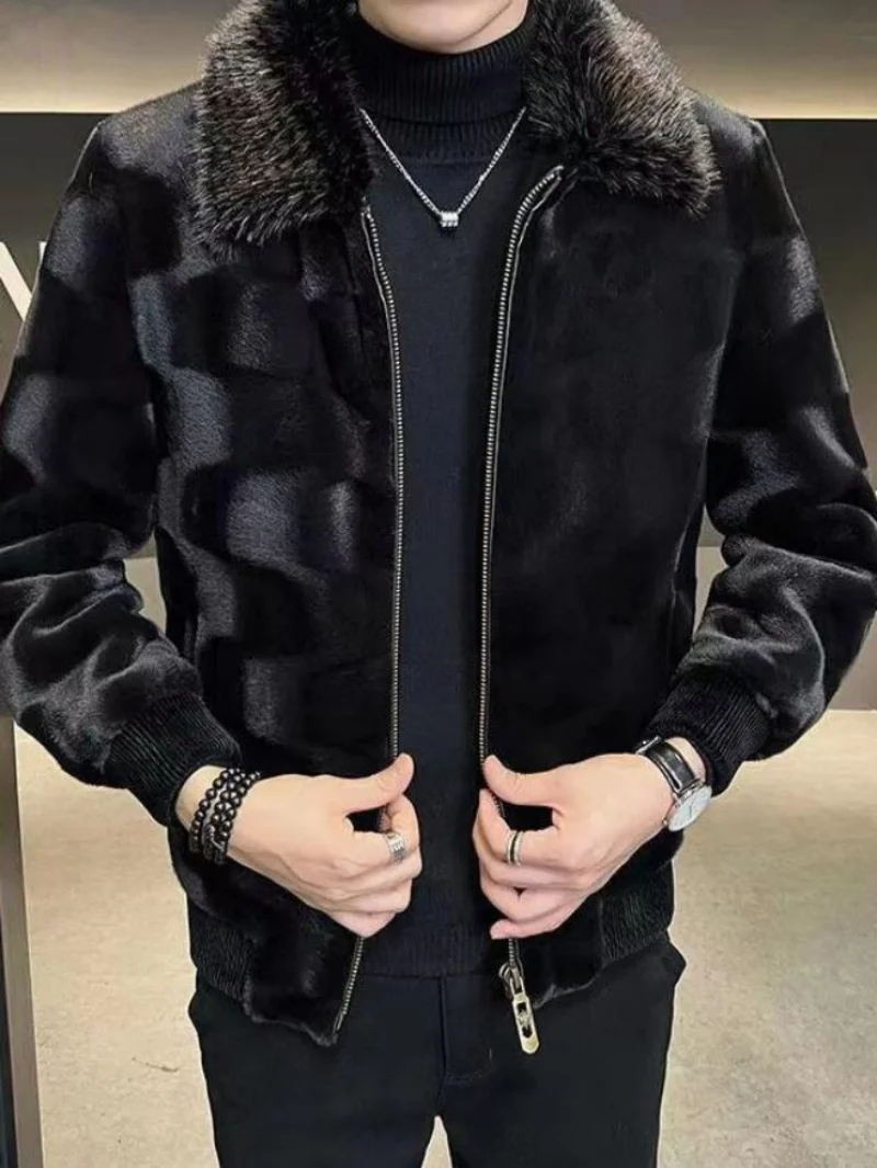 Faux Fur Jacket Men's Mink Coat Whole Mink Simulation Mink Men's Winter Gold Mink Coat