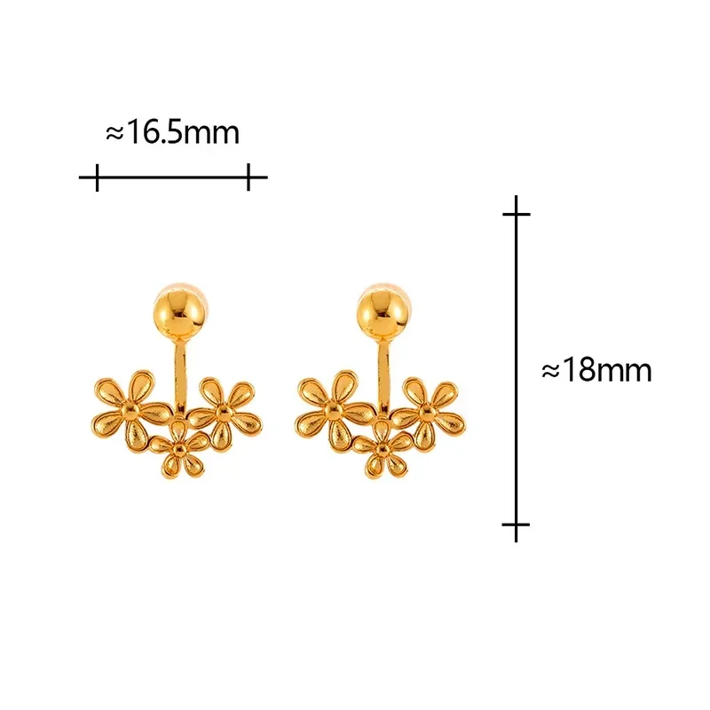

Real 925 Sterling Silver 18K Gold Detachable Flower Stud Earrings for Women Minimalist Fine Jewelry Cute Plant Accessories