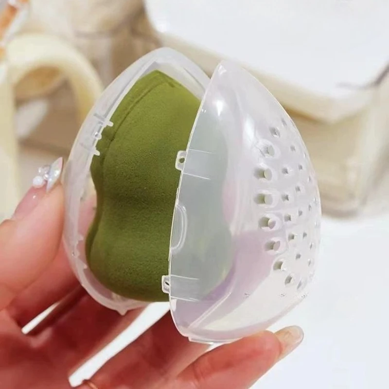 1PC scatola di immagazzinaggio per uova cosmetiche custodia per spugna di bellezza custodia per trucco frullatore supporto per soffio scatola per soffio cosmetico trasparente vuota