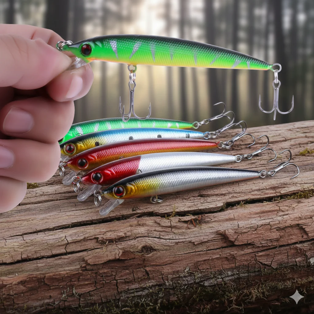 8,5cm 6g Minnow Angelköder 0,3-1,5m Flach Tauchender Wobbler Künstlicher Harter Köder # 6-Haken-Jerkbait für Barsch- und Hechtangeln