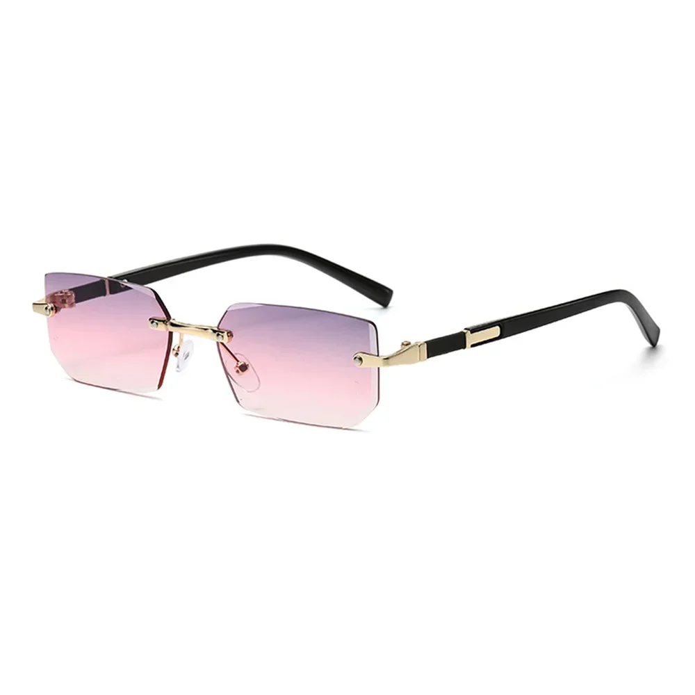 Randlose Schnittkante Rechteck Sonnenbrille Unisex rahmenlose Brillen Designer Mode Vintage quadratischen Schatten y2k Sonnenbrille Brille