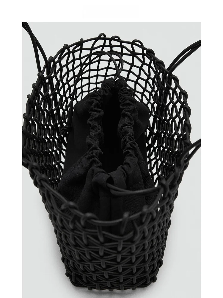 

Женская маленькая тканая сумка-корзина Mango с внутренней частью, модная повседневная сумка, современная нейтральная сумка из искусственной кожи