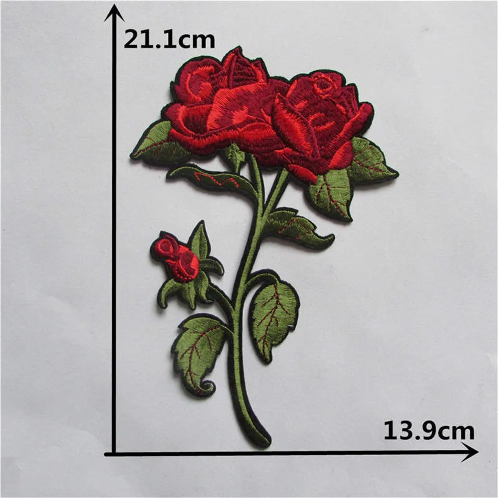 cartoon rose flower hot melt adhesive applique embroidery patches DIY clothing accessory patch 1pcs sell free shipping