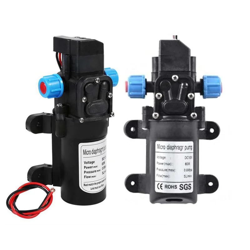 Abnm dc 12v 60w 120psi 5l/min bomba de água elétrica agrícola preta mini pulverizador de água de diafragma de alta pressão lavagem de carro