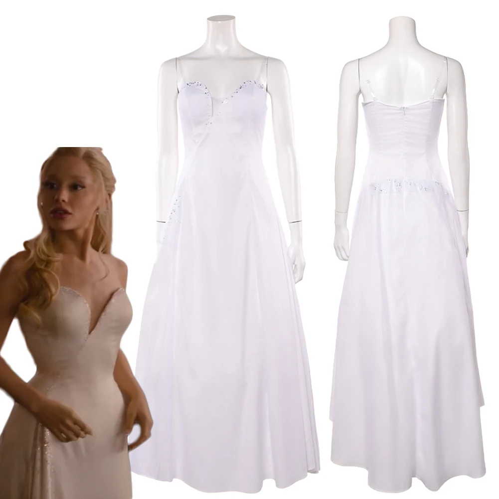 

Disguise 2025 Movie Wicked Glinda Cosplay White Evening Dress Costume Dance Skirt Clothes Outfits Women Halloween Carnival Party