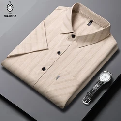New Men's Business Casual Short Sleeved Printed Shirt with Wrinkle Resistance No Ironing Comfortable All Season Versatile Top