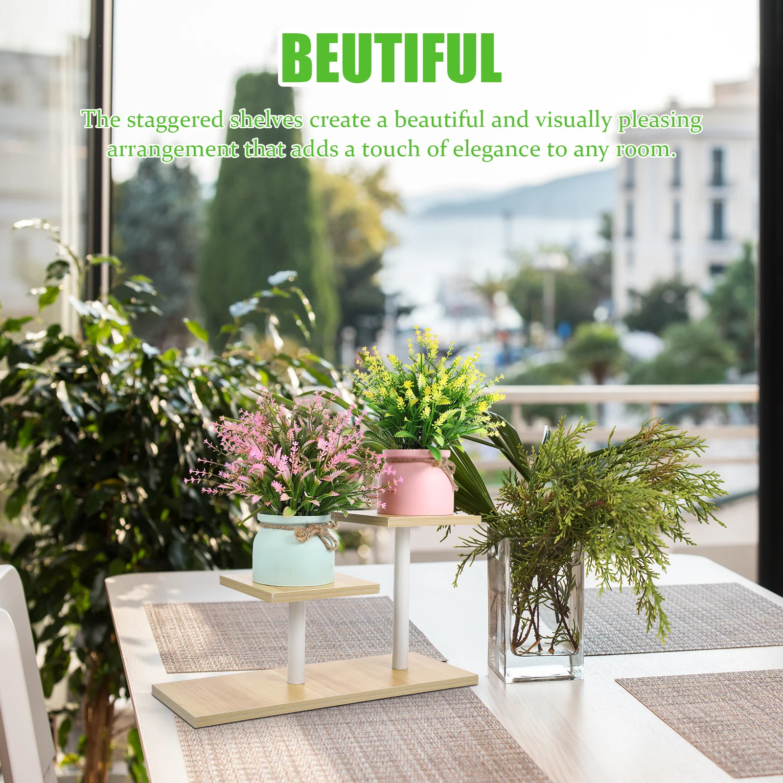 

3-Tier Countertop Plant Stand Indoor Flower Pot Shelf Multi-Tier Organizer for Stylish Home Office Decor Plant Shelf Window