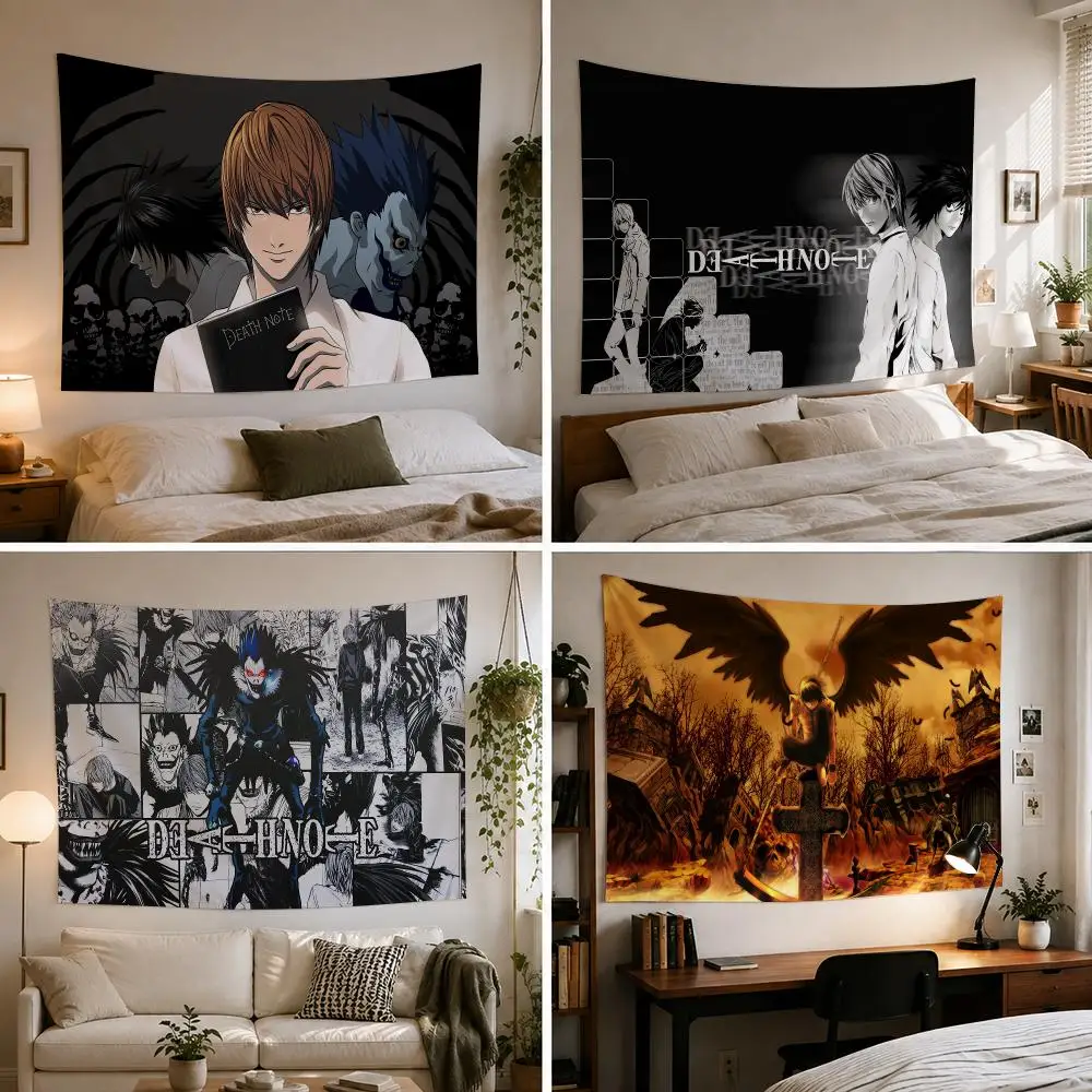 Anime D-Death Note Tapestry Custom Living Bedroom Party Dormitory Interior Wall Bohemian Decoration Attached Clip