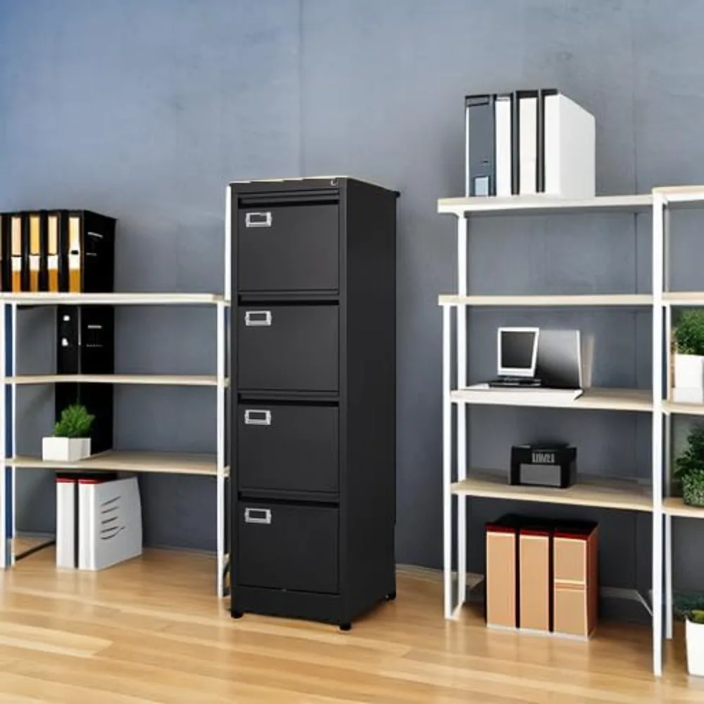 4 Drawers Vertical File Cabinets - Lateral Filing Cabinets - Metal Steel Lockable Storage for Home Office to Hanging Files