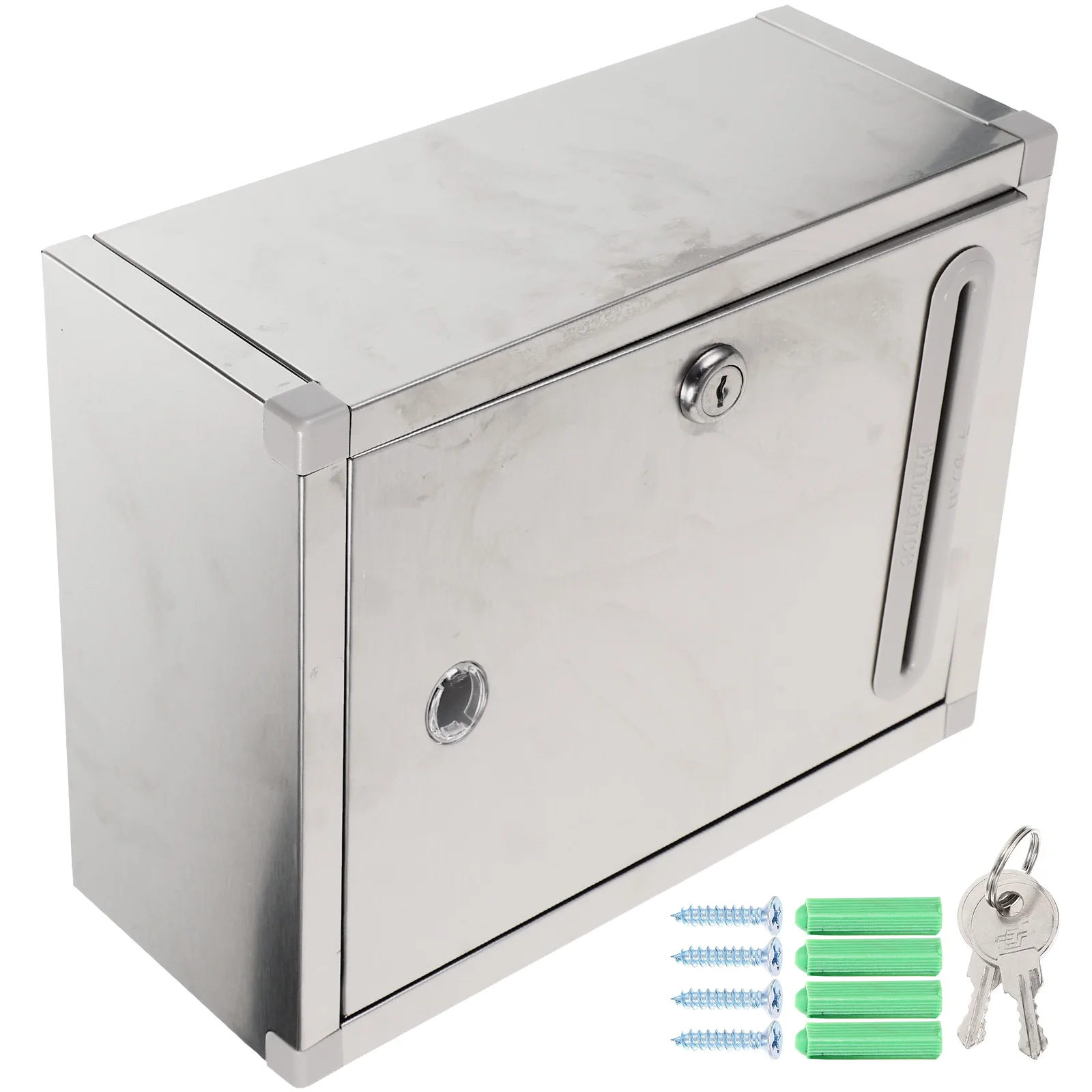 

Stainless Steel Mailbox 27x21x11cm Wall Mount Letter Box Rust-proof Outdoor Decorative mailbox with Perspex Slot for Home Door