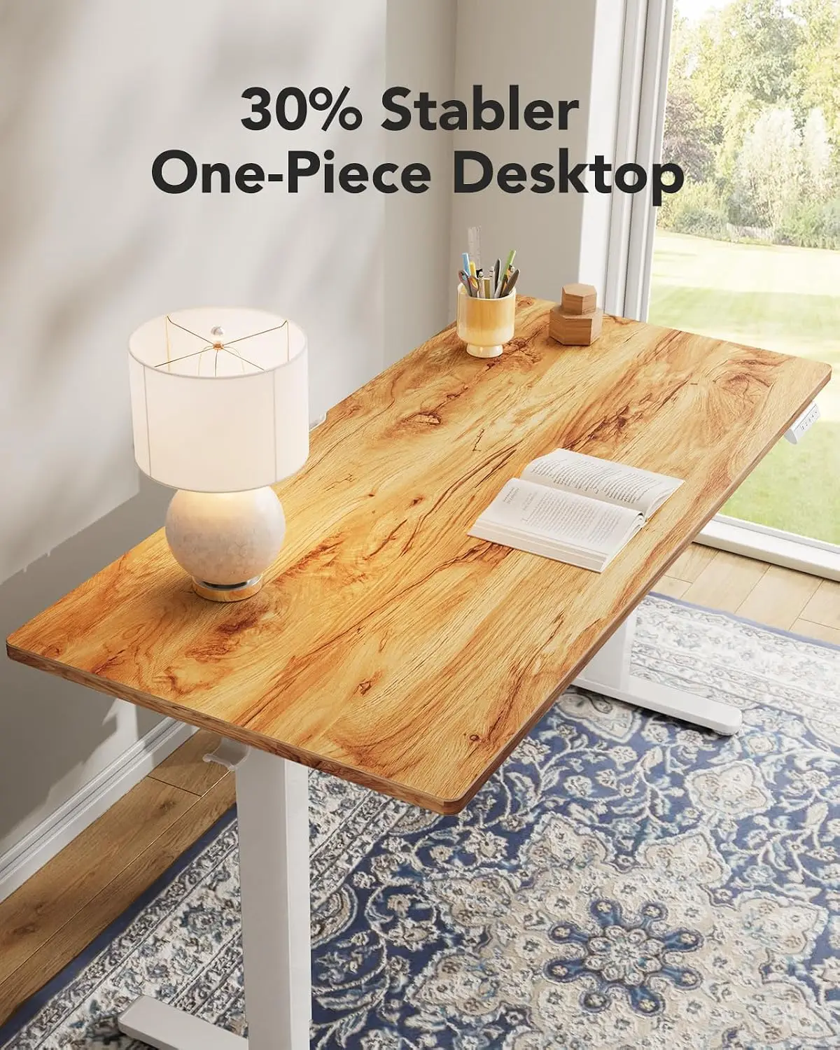 Electric Standing Desk Adjustable Height Computer Desk 4 Memory Settings Sit Stand Home Office 48x30 Light Vintage, Customized